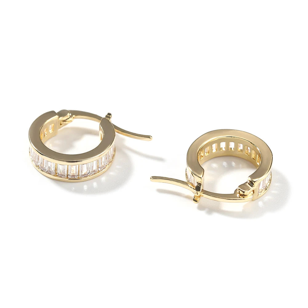 Iced Baguette Hoop Earrings