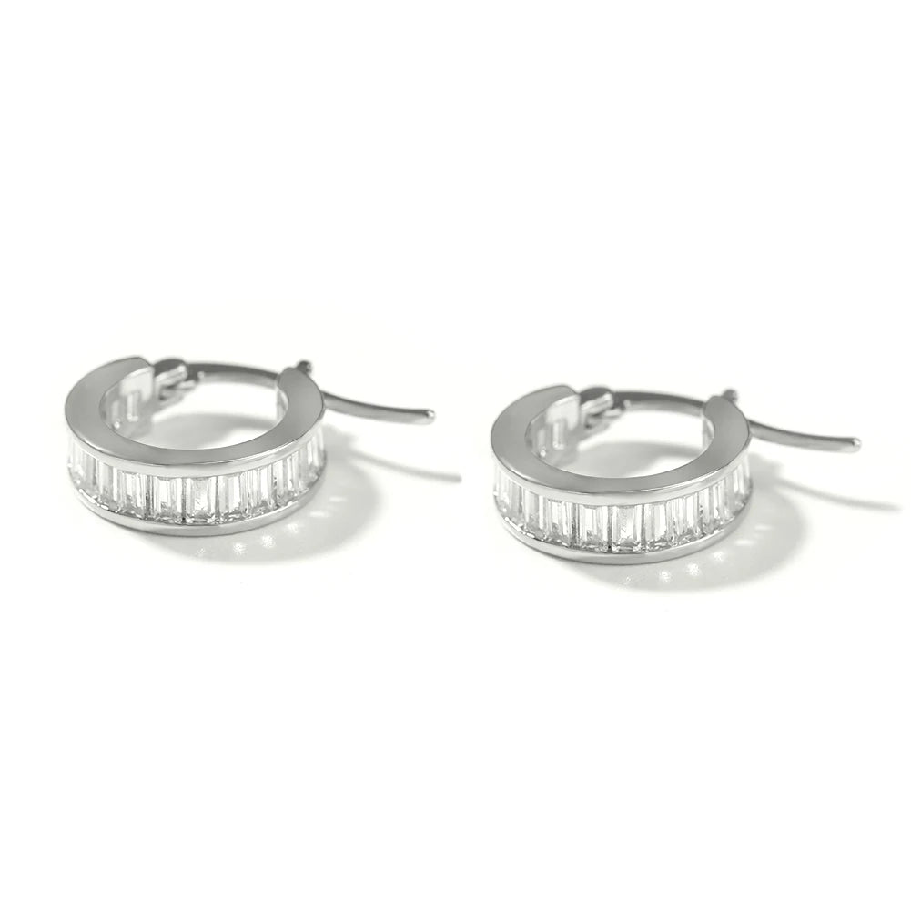 Iced Baguette Hoop Earrings