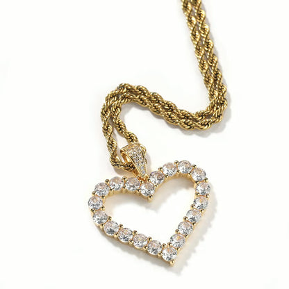 Sparkling Heart Halo Necklace