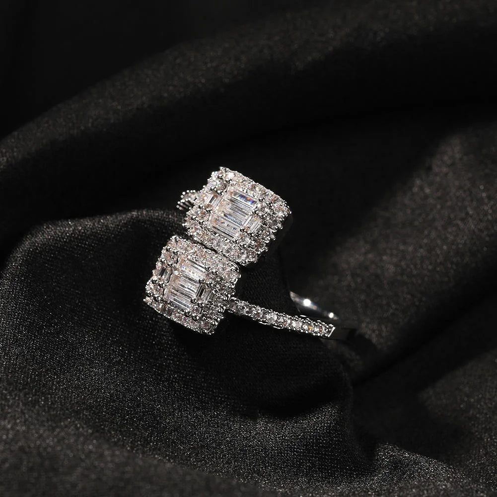 Adjustable Heart & Square CZ Ring