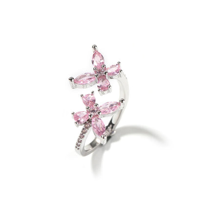 Elegant Floral Crystal Ring