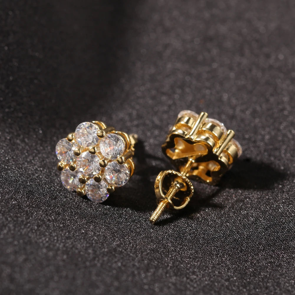 Radiant Cluster Flower Stud Earrings