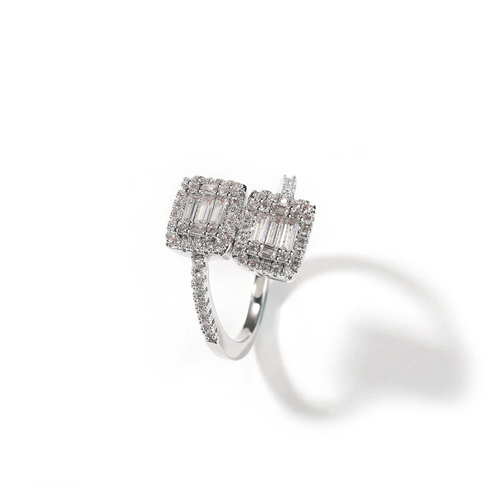 Adjustable Heart & Square CZ Ring