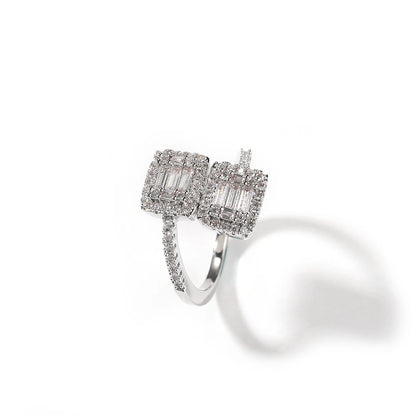 Adjustable Heart & Square CZ Ring