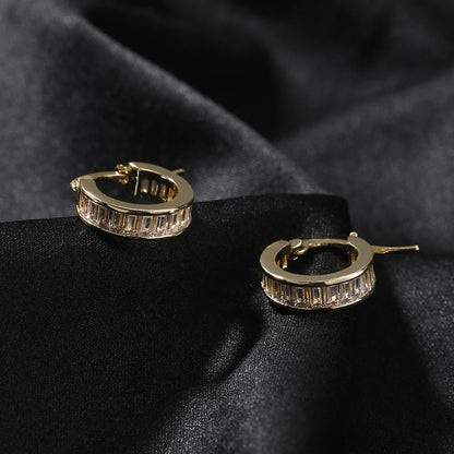 Iced Baguette Hoop Earrings