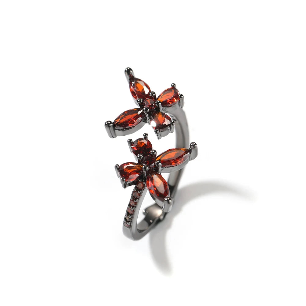 Elegant Floral Crystal Ring
