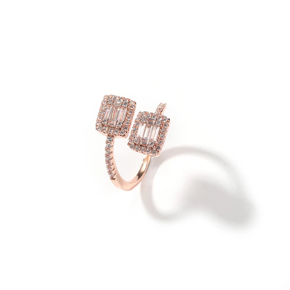Adjustable Heart & Square CZ Ring