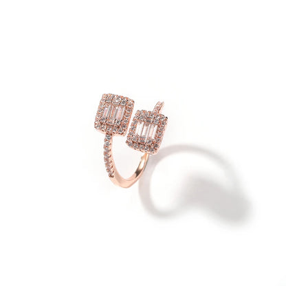 Adjustable Heart & Square CZ Ring