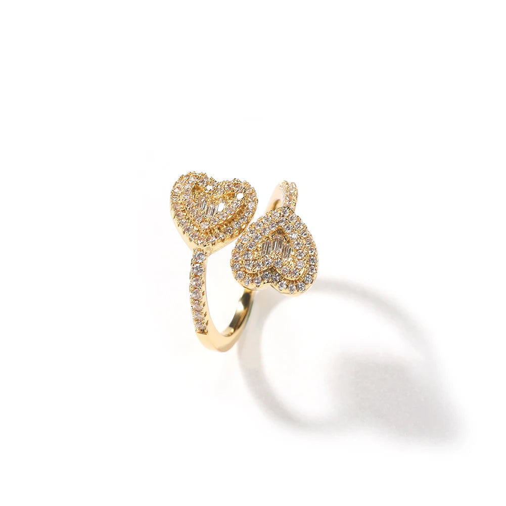 Adjustable Heart & Square CZ Ring