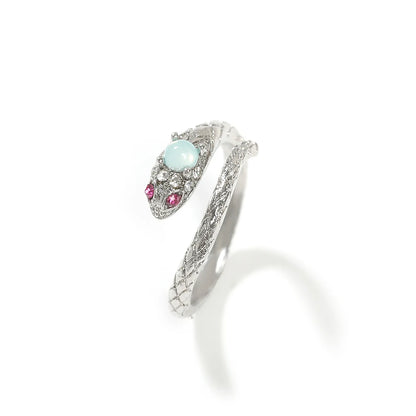 Serpent Elegance Snake Ring with Pearl & Chalcedony