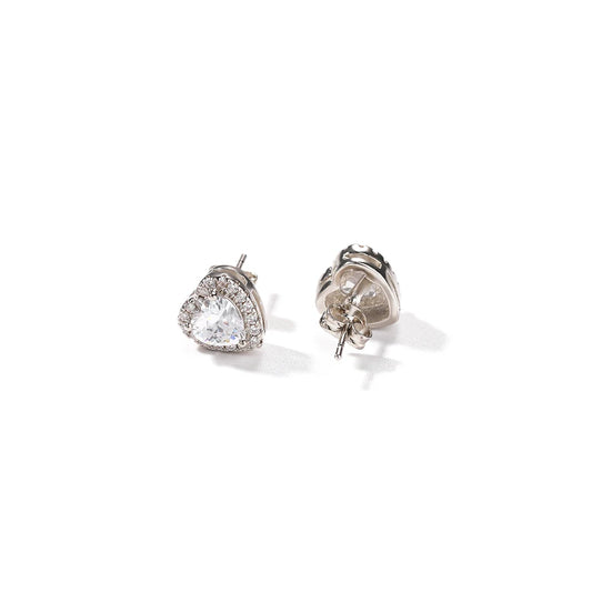 Sparkling Heart Halo Stud Earrings