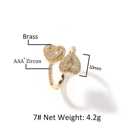 Adjustable Heart & Square CZ Ring