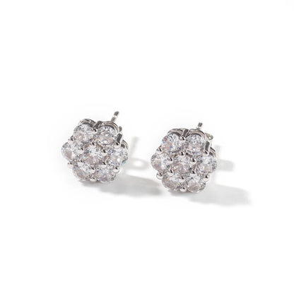 Radiant Cluster Flower Stud Earrings