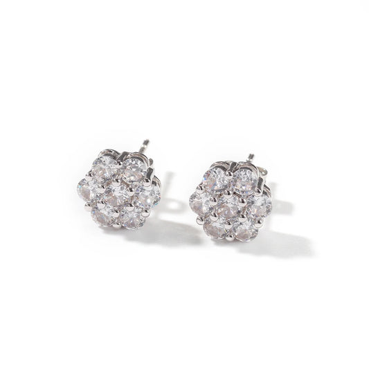 Radiant Cluster Flower Stud Earrings