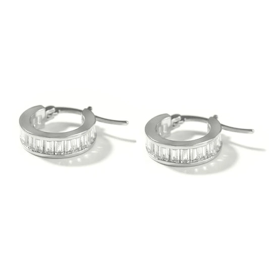 Iced Baguette Hoop Earrings