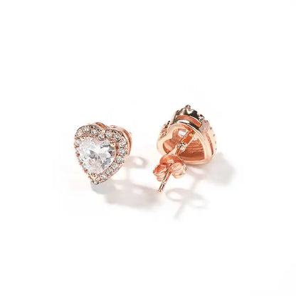 Sparkling Heart Halo Stud Earrings