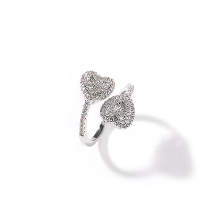 Adjustable Heart & Square CZ Ring