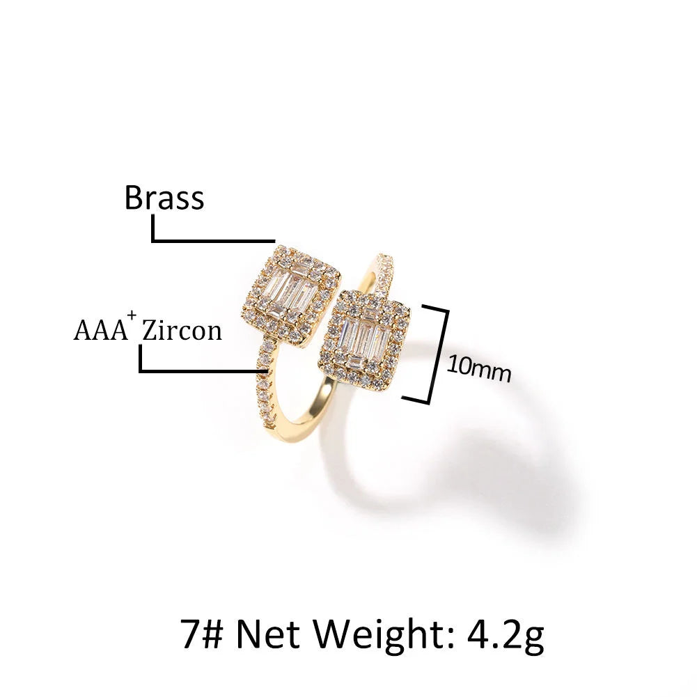 Adjustable Heart & Square CZ Ring
