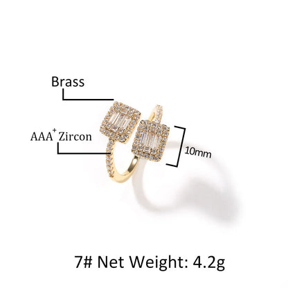 Adjustable Heart & Square CZ Ring