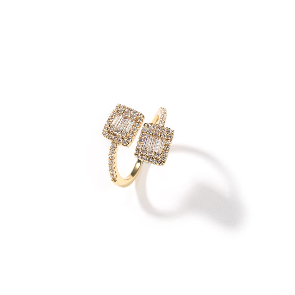 Adjustable Heart & Square CZ Ring