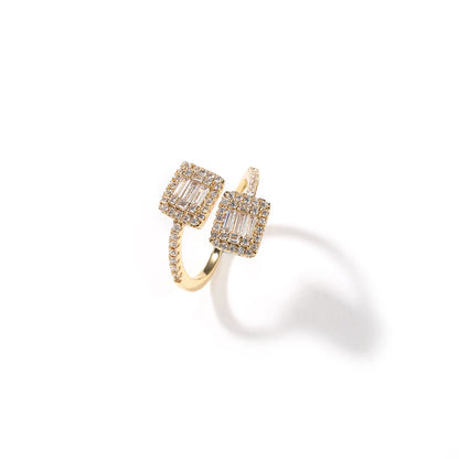 Adjustable Heart & Square CZ Ring