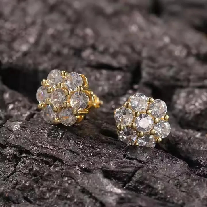 Radiant Cluster Flower Stud Earrings