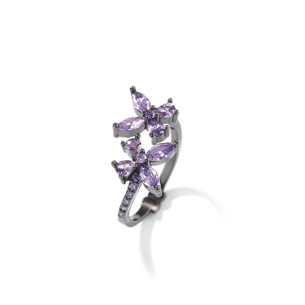 Elegant Floral Crystal Ring