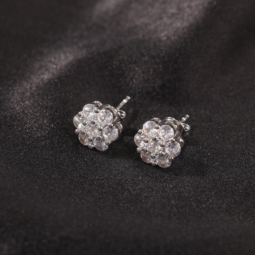 Radiant Cluster Flower Stud Earrings