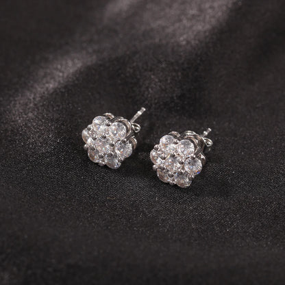 Radiant Cluster Flower Stud Earrings