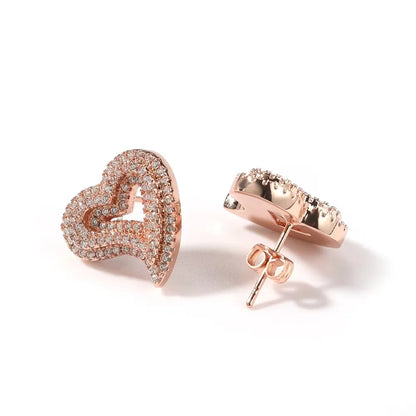 Iced Open Heart Stud Earrings