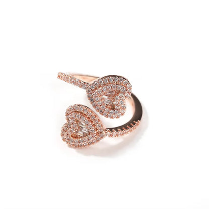 Adjustable Heart & Square CZ Ring