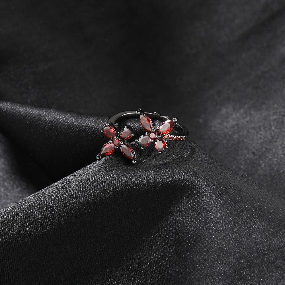 Elegant Floral Crystal Ring
