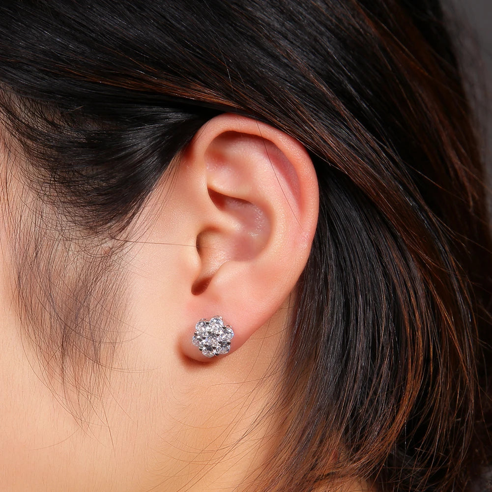 Radiant Cluster Flower Stud Earrings