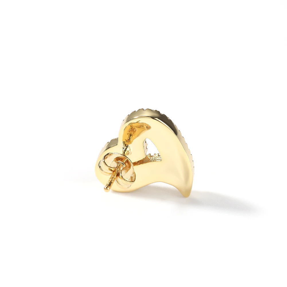 Iced Open Heart Stud Earrings