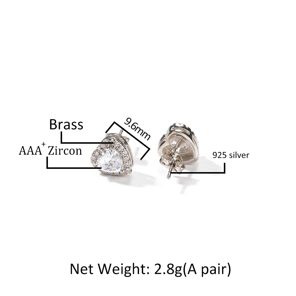 Sparkling Heart Halo Stud Earrings