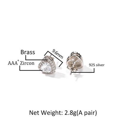 Sparkling Heart Halo Stud Earrings
