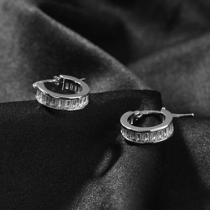 Iced Baguette Hoop Earrings