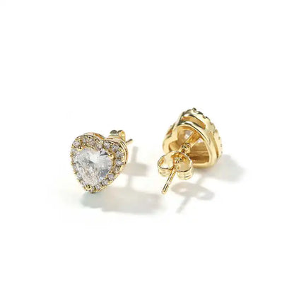 Sparkling Heart Halo Stud Earrings