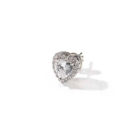 Sparkling Heart Halo Stud Earrings