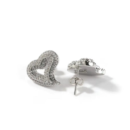 Iced Open Heart Stud Earrings