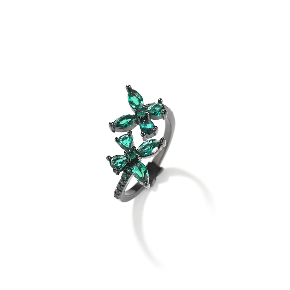 Elegant Floral Crystal Ring