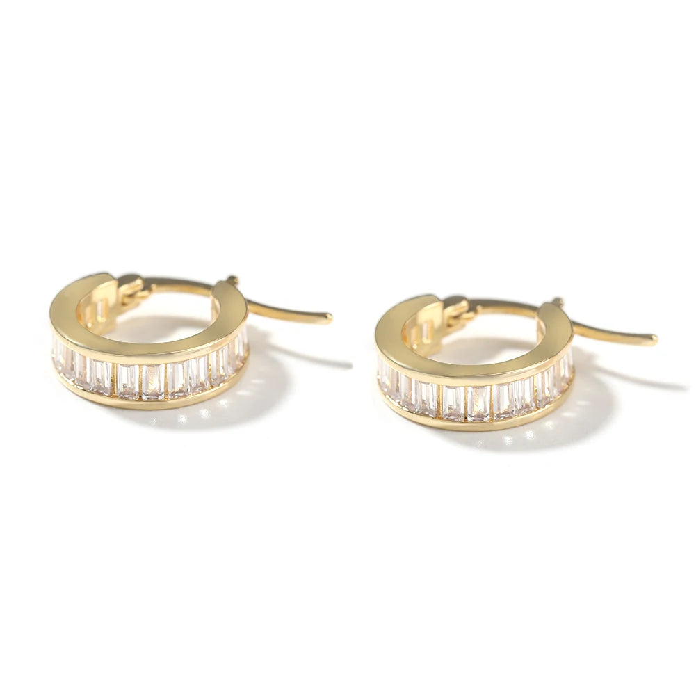 Iced Baguette Hoop Earrings