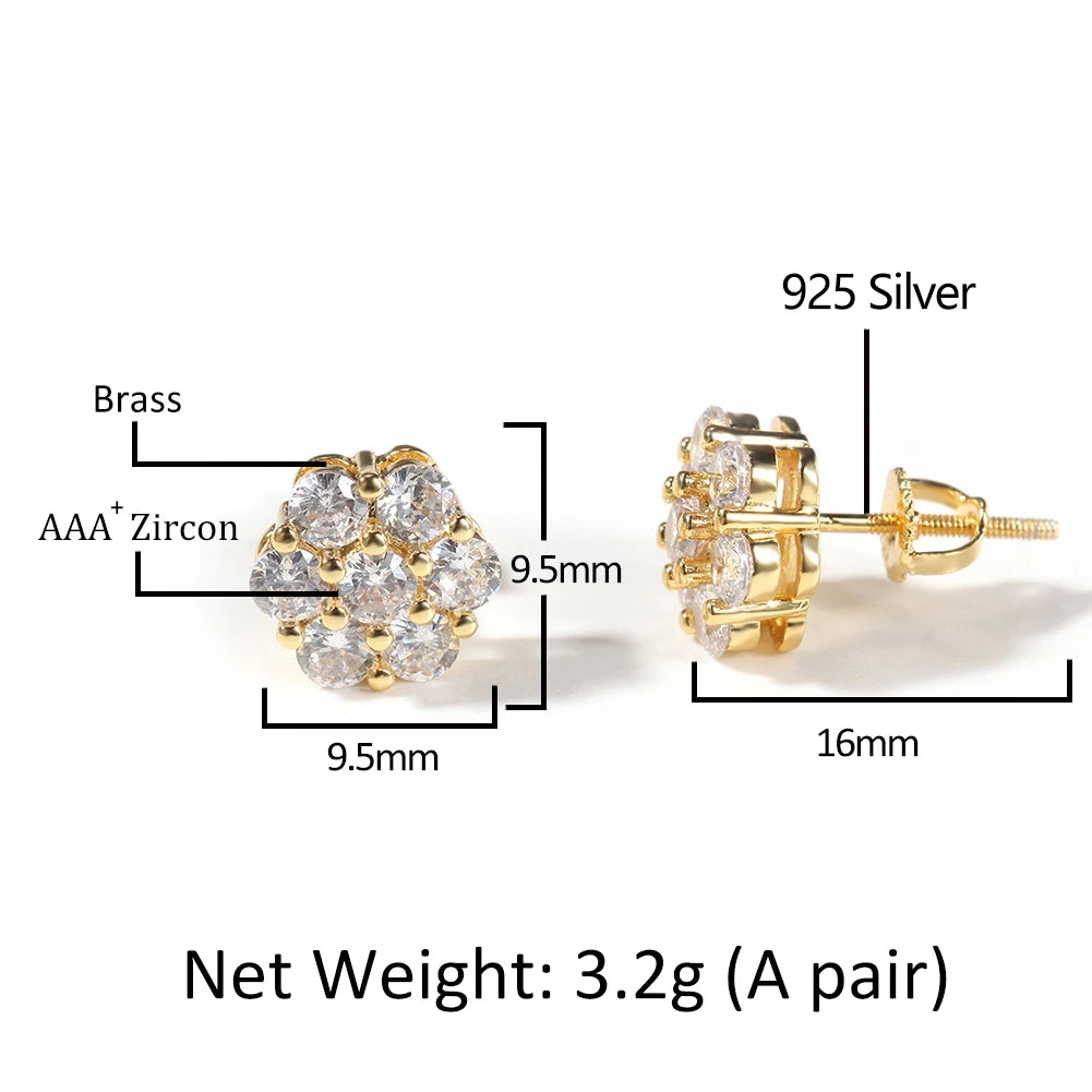 Radiant Cluster Flower Stud Earrings