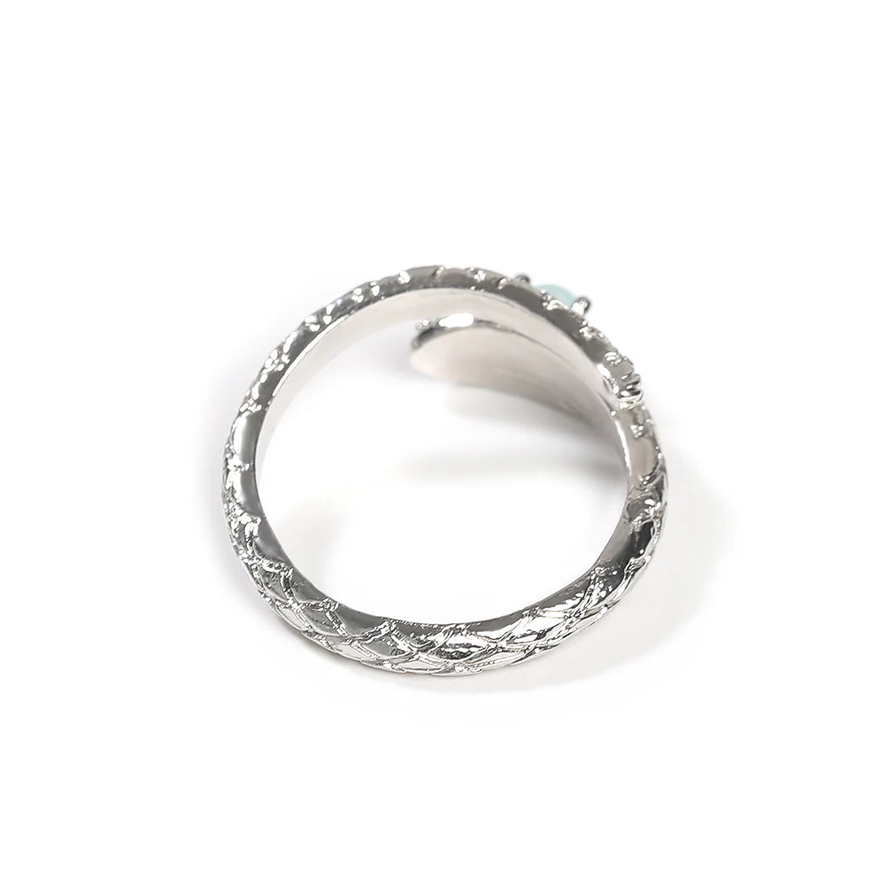 Serpent Elegance Snake Ring with Pearl & Chalcedony